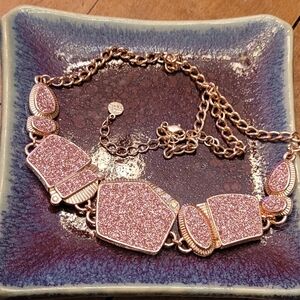 Rose Gold Pink Druzy Glitter Statement Necklace - Women Jewelry